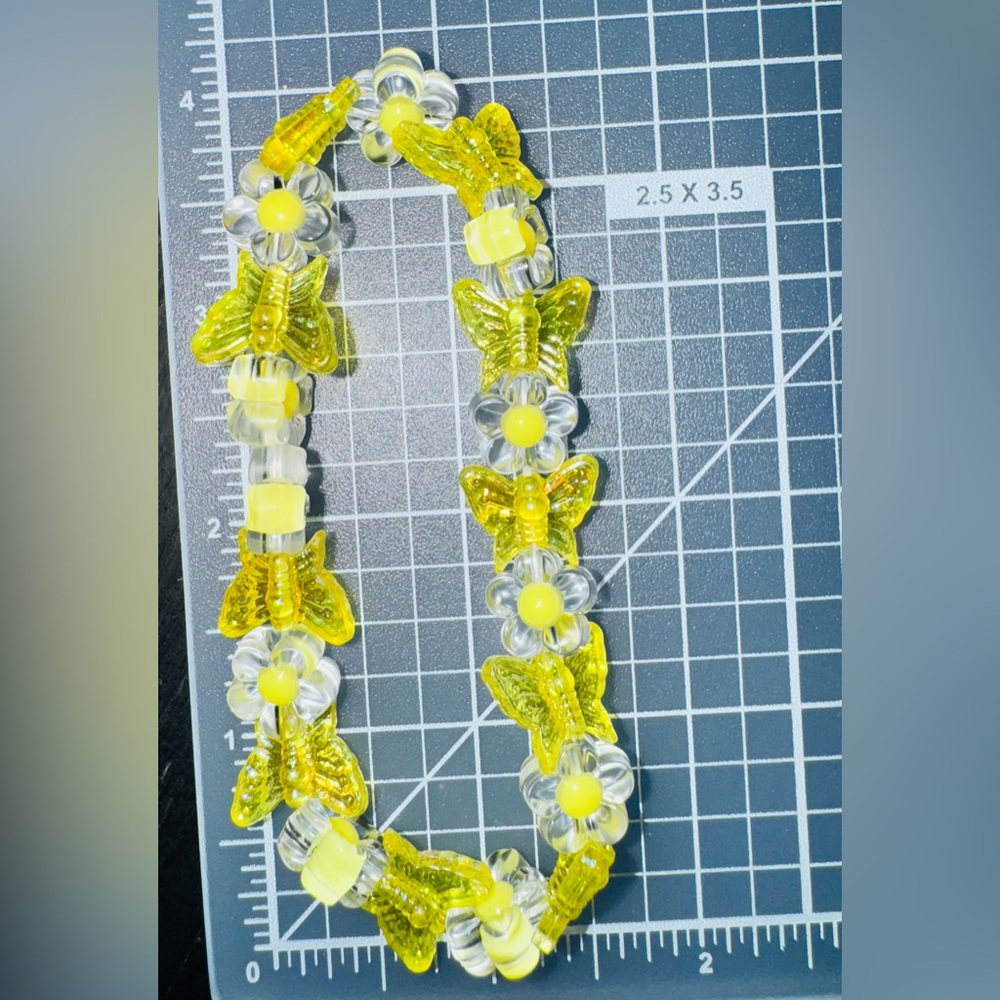 Handmade Yellow Butterflies and Yellow Flowers - Stretch